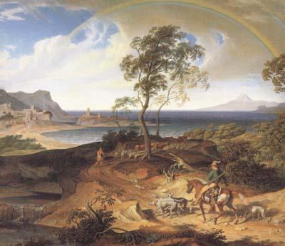 Joseph Anton Koch Stormy Landscape with Returning Rider (mk10) Sweden oil painting art